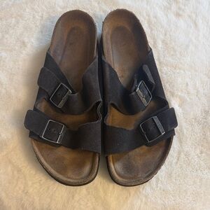 Birkenstock Arizona Men's Black Suede Two-Strap Sandals